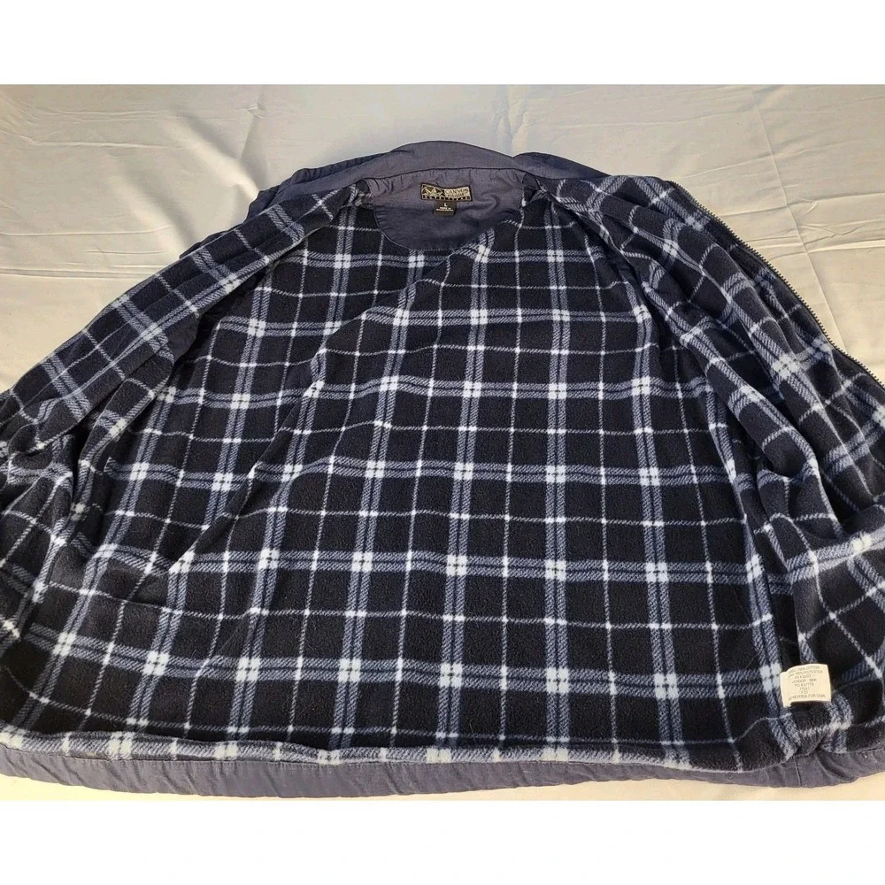 Canyon Guide Outfitters Mens L Blue w/ Plaid Fleece Lined Vest Full Zipper